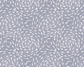 Ocean Pearls Fish Swirls on Warm Mist with Pearl Fabric Yardage, Lewis & Irene, Cotton Quilt Fabric, Ocean Fabric