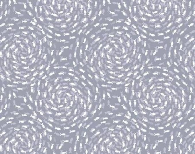 Ocean Pearls Fish Swirls on Warm Mist with Pearl Fabric Yardage, Lewis & Irene, Cotton Quilt Fabric, Ocean Fabric