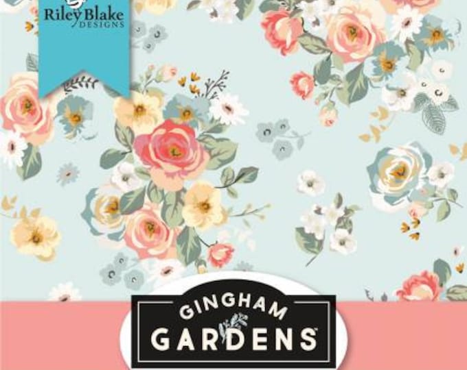 Gingham Gardens 2-1/2 Inch Strips Jelly Roll, 40 Pieces, Riley Blake, My Minds Eye, Cotton Quilt Fabric, Floral Fabric