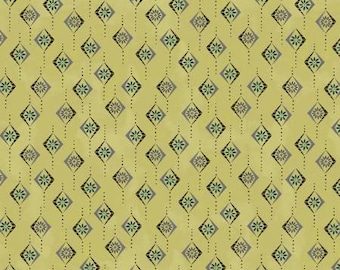 Art Nouveau Lime Diamond Facets Fabric Yardage, Michael Miller Fabrics, Cotton Quilt Fabric, Floral Fabric