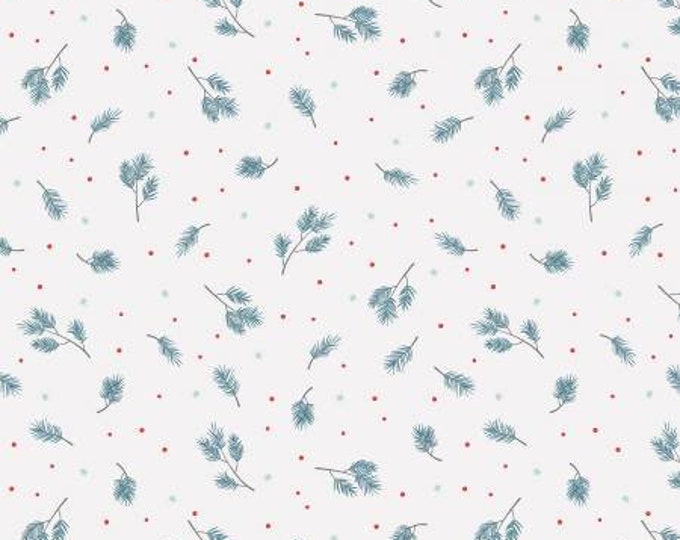 Winterland Spruce Off-White Fabric Yardage, Amanda Castor, Riley Blake Designs, Cotton Quilt Fabric, Winter Fabric