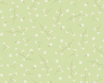 Pretty Petals Green Fabric Yardage, Kimberbell Designs, Maywood Studio, Cotton Quilt Fabric, Floral Fabric