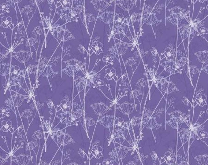 Minu & Wildberry Lavender Tonal Floral Fabric Yardage, Yu Me Design, Studio E, Cotton Quilt Fabric, Floral Fabric