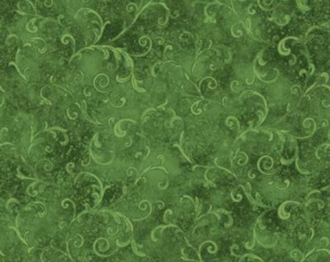 Essentials Basics Dark Green Filigree Fabric Yardage, Wilmington Prints, Cotton Quilt Fabric, Floral Fabric