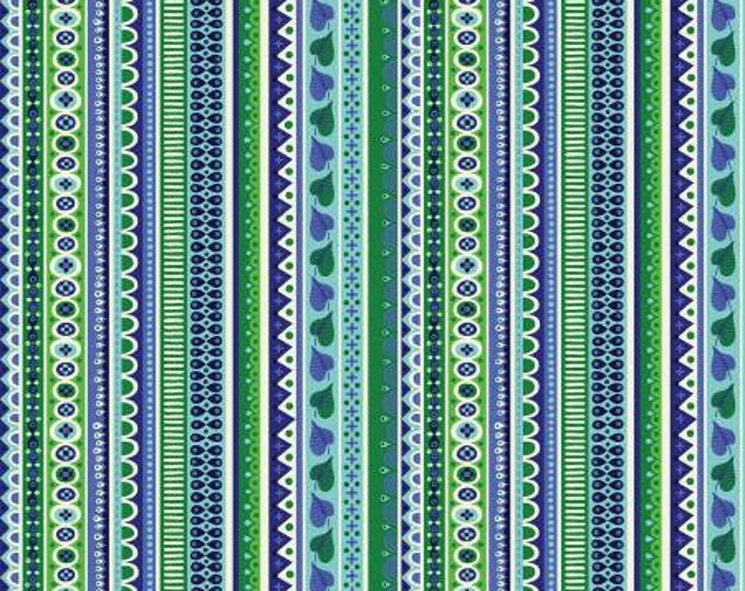Forever Magic Light Green Stripe Cotton Quilting Fabric, Helen Dardik, Clothworks, Paisley Fabric