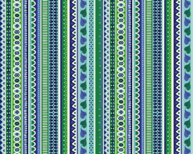 Forever Magic Light Green Stripe Cotton Quilting Fabric, Helen Dardik, Clothworks, Paisley Fabric