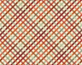 Remnant 1/2-Yard Hello Autumn Multi Bias Plaid Fabric Yardage, Monique Jacobs, Maywood Studio, Cotton Quilt Fabric, Autumn Fabric