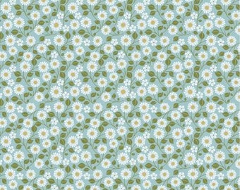 Farm Girls Unite Blue Hippie Chick Fabric Yardage, Poppie Cotton, Cotton Quilt Fabric, Floral Fabric