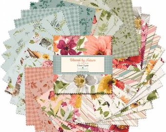 Blessed by Nature 5 Inch Squares Charm Pack, 42 Pieces, Lisa Audit, Wilmington Prints, Cotton Quilt Fabric, Floral Fabric