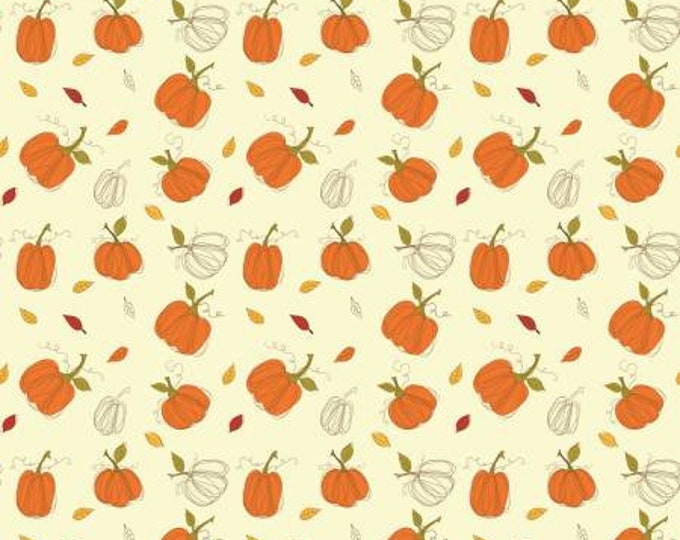 Adel in Autumn Pumpkins Cream Fabric Yardage, Sandy Gervais, Riley Blake Designs, Cotton Quilt Fabric, Autumn Fabric
