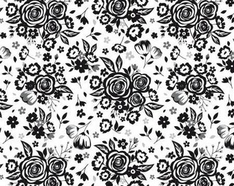 Black Tie Main OffWhite Floral Fabric Yardage, Dani Mogstad, Riley Blake Designs, Cotton Quilt Fabric, Floral Fabric