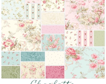 Charlotte 10-Inch Squares Layer Cake, Precut Cotton Quilting Fabric, Floral Fabric, 42 Pieces, Clothworks Fabrics