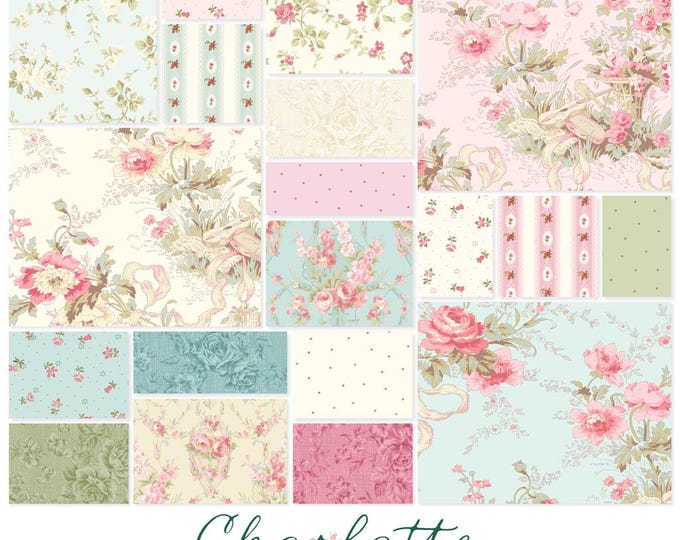 Charlotte 10-Inch Squares Layer Cake, Precut Cotton Quilting Fabric, Floral Fabric, 42 Pieces, Clothworks Fabrics