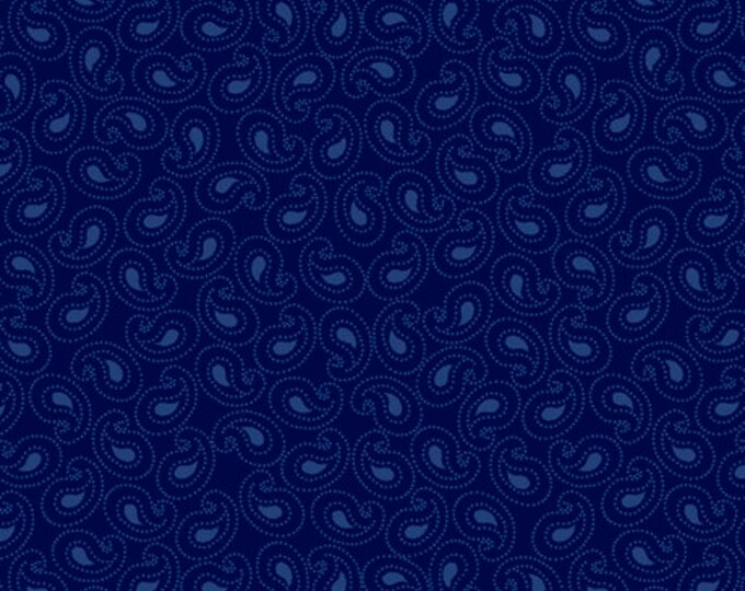 Remnant 1-Yard Illusions Colours Paisley Navy Cotton Quilting Fabric, Mask Fabric, Paisley Fabric, Quilting Treasures.