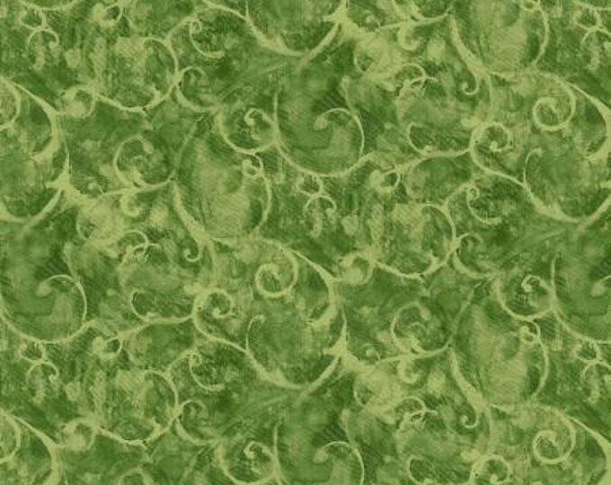 Harvest Tribute Green Fantasia Fabric Yardage, Michael Miller, Cotton Quilt Fabric Yardage, Floral Fabric