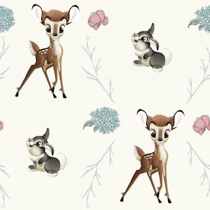 Disney Bambi Thumper Cross Quilting Fabric, Springs Creative Disney Bambi Collection, Bambi Fabric, Baby Fabric