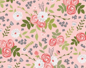 Fable Main Blush Fabric Yardage, Jill Finley, Riley Blake Fabric,  Cotton Quilt Fabric, Floral Fabric