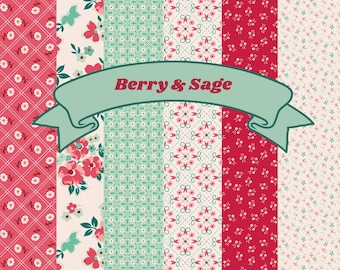 Berry & Sage Fabric Yardage, Lori Holt, Riley Blake Designs, Cotton Quilting Fabric