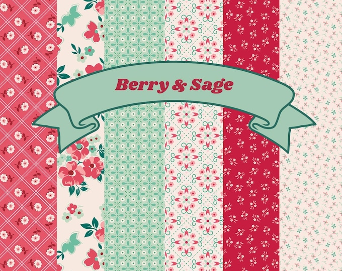 Berry & Sage Fabric Yardage, Lori Holt, Riley Blake Designs, Cotton Quilting Fabric