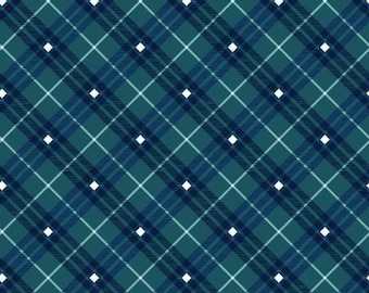 Bias Plaid Basics Navy Plaid Fabric Yardage, Leanne Anderson, Henry Glass, Cotton Quilt Fabric