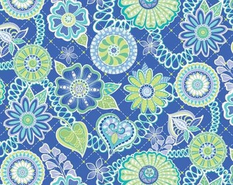 Free Motion Fantasy 2 Celebration Royal Quilt Fabric, Amanday Murphy, Benartex, Cotton Quilt Fabric, Floral Fabric