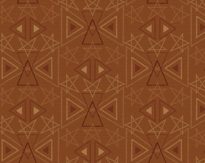 Best of Days Rust Star Geo Fabric Yardage, Henry Glass, Cotton Quilting Fabric, Floral Fabric