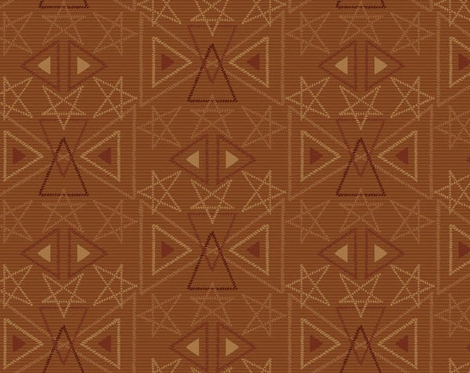 Best of Days Rust Star Geo Fabric Yardage, Henry Glass, Cotton Quilting Fabric, Floral Fabric