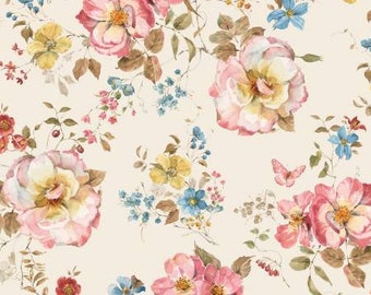 Countryside Main Sand Fabric Yardage, Lisa Audit, Riley Blake Designs, Cotton Quilt Fabric, Floral Fabric