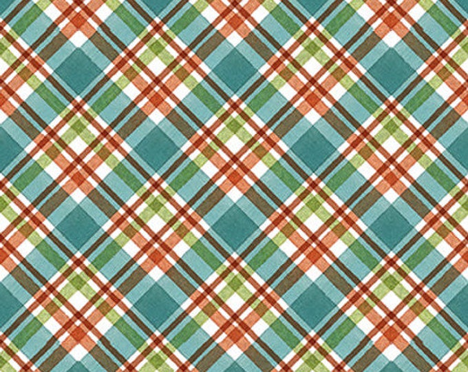 Autumn Blessings Teal Plaid Fabric Yardage, Silas M. Studio, Blank Quilting, Cotton Quilt Fabric, Autumn Fabric