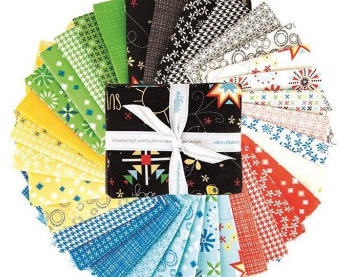 Oh Happy Day Fat Quarter Bundle, 34 Pieces, Sandy Gervais, Riley Blake Designs, Cotton Quilting Fabric