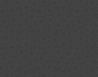 Essentials Basics Dark Charcoal Dotted Circles Fabric Yardage, Wilmington Prints, Cotton Quilting Fabric