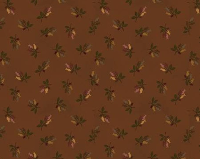 Chocolate Covered Cherry Chocolate Sprigged Blooms Fabric Yardage, Kim Diehl, Henry Glass, Cotton Quilt Fabric, Floral Fabric