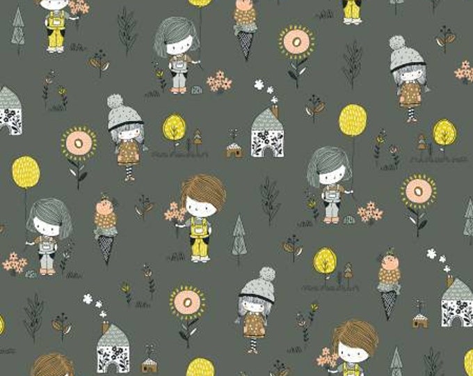Whimsicals Grey Precious Things Fabric Yardage, Michael Miller Whimsicals , MMF Collection, Cotton Quilting Fabric