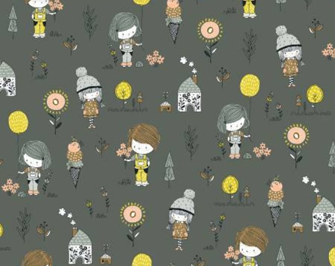 Whimsicals Grey Precious Things Fabric Yardage, Michael Miller Whimsicals , MMF Collection, Cotton Quilting Fabric