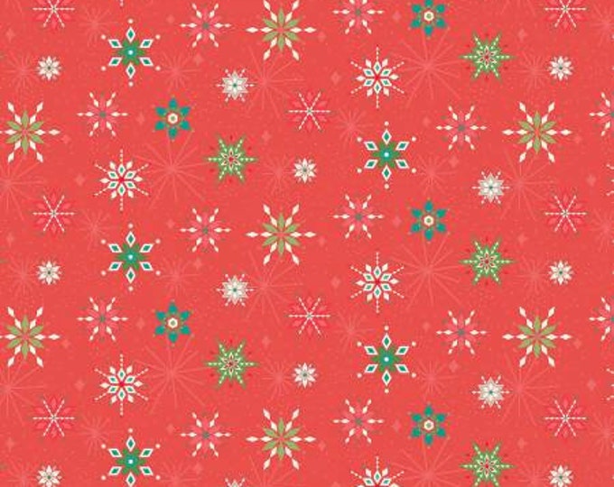 Winter Wonder Snowflakes Red Fabric Yardage, Heather Peterson, Riley Blake Designs, Cotton Quilt Fabric, Winter Fabric