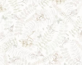 Indigo Song Tonal Floral White Fabric Yardage, Sandy Clough, P B Textiles, Cotton Quilt Fabric, Floral Fabric