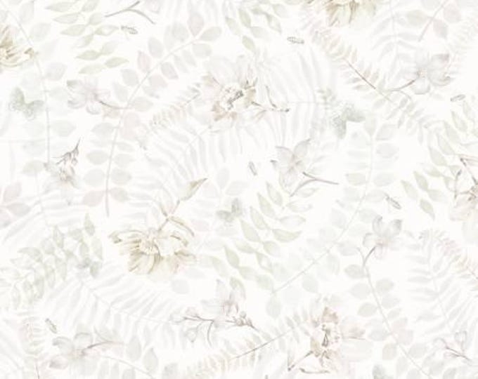 Indigo Song Tonal Floral White Fabric Yardage, Sandy Clough, P B Textiles, Cotton Quilt Fabric, Floral Fabric