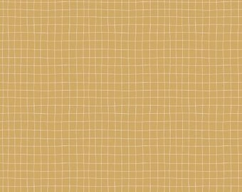 Wild and Free Grid Gold Fabric Yardage, Gracey Larson, Riley Blake Designs, Cotton Quilt Fabric, Geometric Fabric