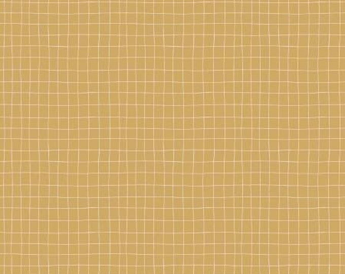 Wild and Free Grid Gold Fabric Yardage, Gracey Larson, Riley Blake Designs, Cotton Quilt Fabric, Geometric Fabric