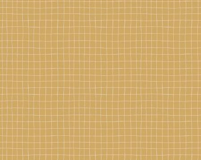 Wild and Free Grid Gold Fabric Yardage, Gracey Larson, Riley Blake Designs, Cotton Quilt Fabric, Geometric Fabric