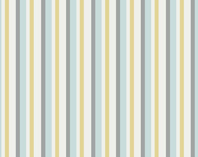 Grandeur Rose Grand Multi Stripe Yellow Grey Fabric Yardage, Cherry Guidry, Benartex, Cotton Quilt Fabric, Stripe Fabric