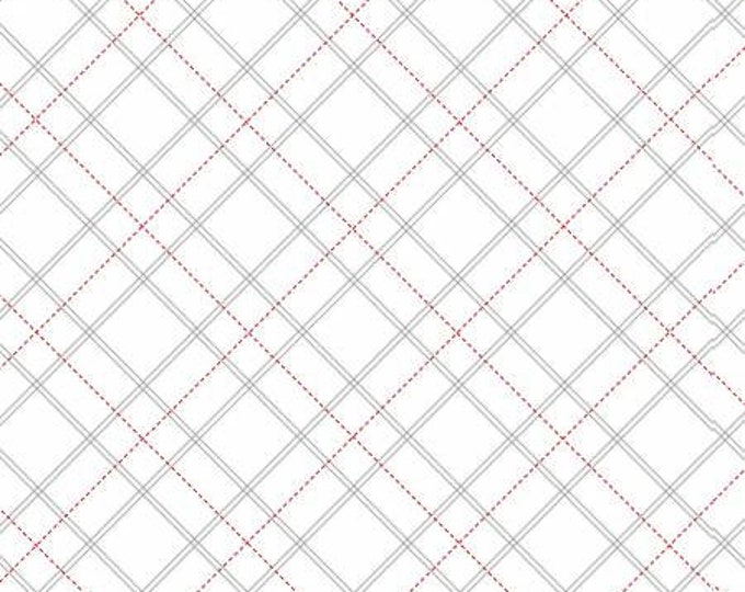 Holiday Lane White Plaid Fabric Yardage, Jan Shade Beach, Henry Glass, Cotton Quilt Fabric