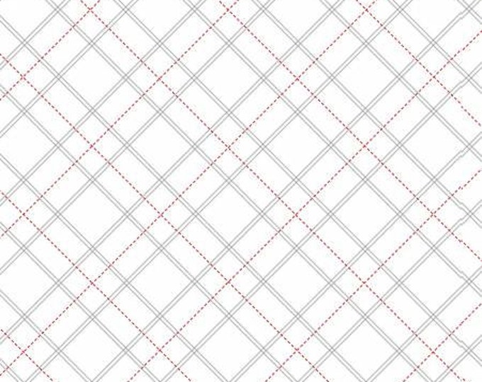 Holiday Lane White Plaid Fabric Yardage, Jan Shade Beach, Henry Glass, Cotton Quilt Fabric