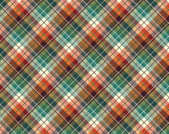 2-3/4 Yards Gather Together Cream Multi Plaid Fabric Yardage, Nicole DeCamp, KANVAS by Benartex, Cotton Quilt Fabric, Plaid Fabric