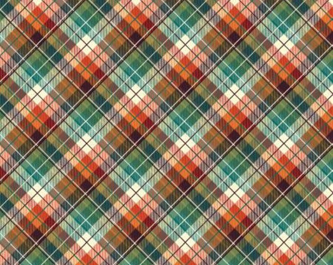 Gather Together Cream Multi Plaid Fabric Yardage, Nicole DeCamp, KANVAS by Benartex, Cotton Quilt Fabric, Plaid Fabric