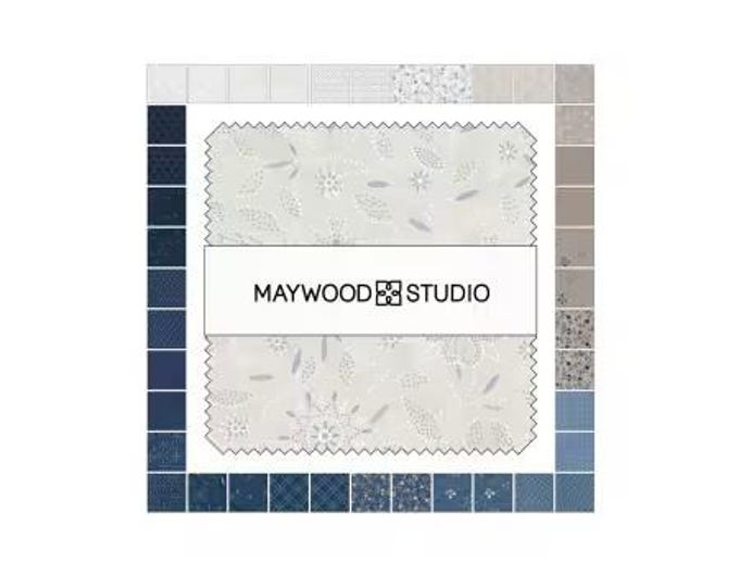 Patchwork Blue 10-Inch Squares Layer Cake, 42 Pieces, Maywood Studio, Precut Cotton Quilting Fabric