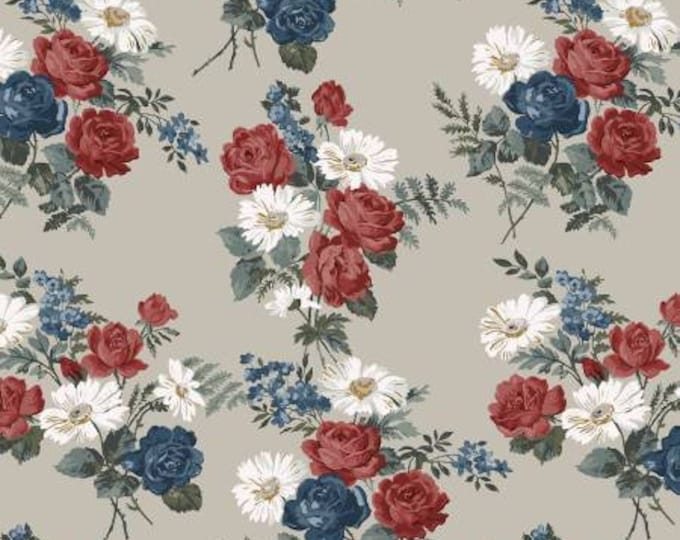 Camilla Grey Floral Bouquet Fabric Yardage, Whistler Studios, Windham Fabric, Cotton Quilt Fabric, Floral Fabric