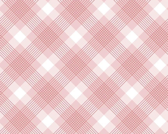 Falling in Love Plaid Blush Fabric Yardage, Dani Mogstad, Riley Blake Designs, Cotton Quilting Fabric