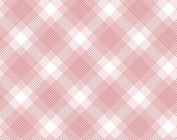 Falling in Love Plaid Blush Fabric Yardage, Dani Mogstad, Riley Blake Designs, Cotton Quilting Fabric