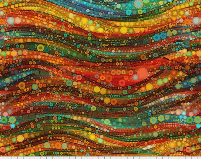 Gigi in the Garden Multi Abstract Circles Multi Fabric Yardage, Peggy Collins, Camelot Fabrics, Cotton Quilt Fabric, Floral Fabric